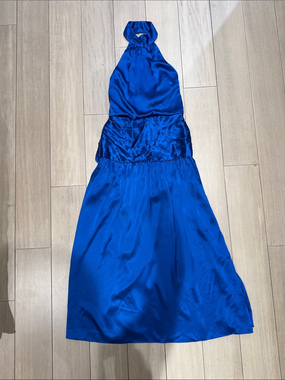 Reformation Zaria Silk Dress Pacific Ocean